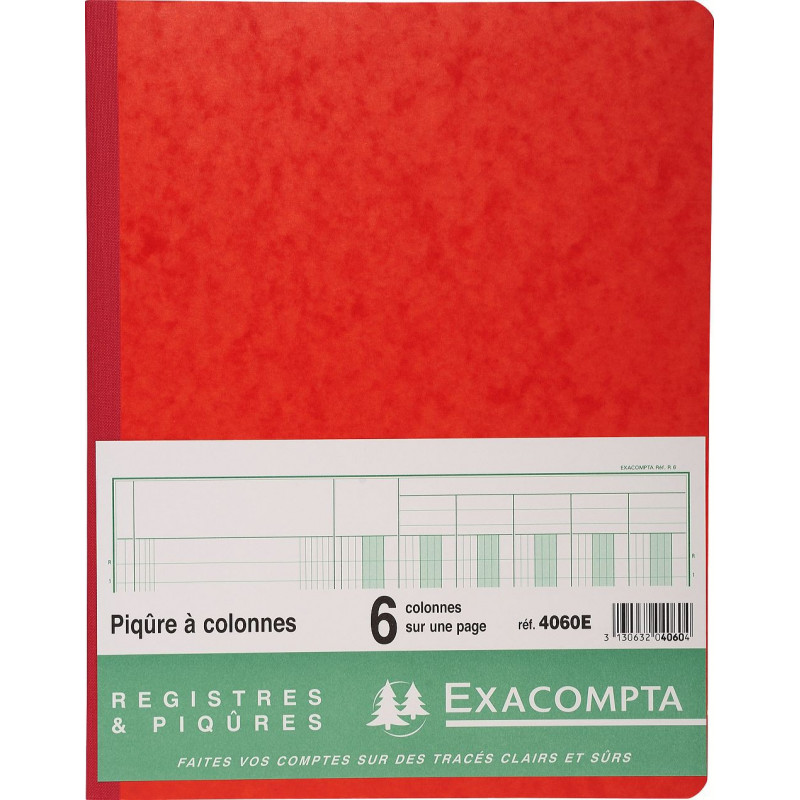 Cahier piqûre recettes/dépenses Exacompta - 32 x 19,5 cm - 80