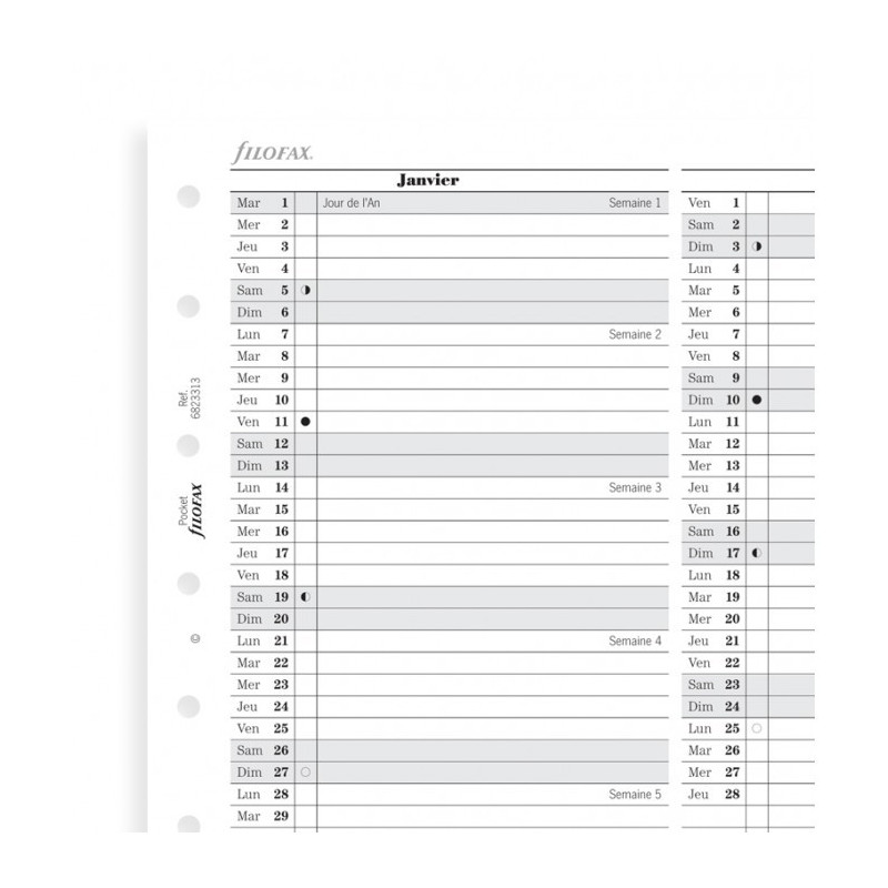 Lot Filofax Recharge Format A5 2022 2023 Français 1 semaine sur 2 pages  Vertical Format A5 - Dimensions : 148 mm x 210 mm + Index ad - Cdiscount  Beaux-Arts et Loisirs créatifs