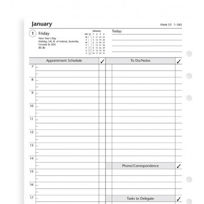 Recharge Agenda A5 1 Jour Par Page 4 Langues Executive - Agendas et  calendriers 