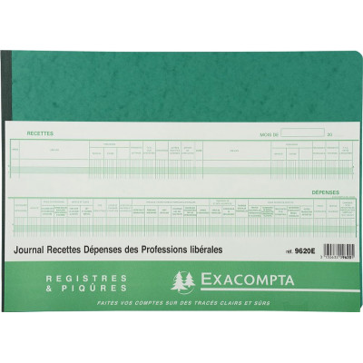 Stock Bureau - EXACOMPTA Piqûre 27x38cm Journal des Recettes Dépenses des  Professions libérales 80 pages