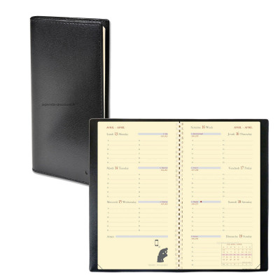 Agenda De Poche Quovadis Planorizon Avec Repertoire Couverture Soho Noir Ebene 8 8x17cm 1 Semaine Sur