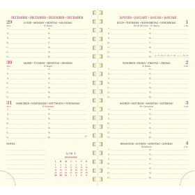 Exacompta - Recharge agenda de poche Mini 11 - 2 Jours 7,5 x 11,5 cm  Janvier à Décembre 2024