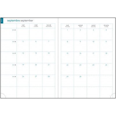 Agenda de bureau EasyTime 21 Spiralé Mini Labo 15 x 21 cm Semainier Janvier  à Décembre 2024 Bleu sur