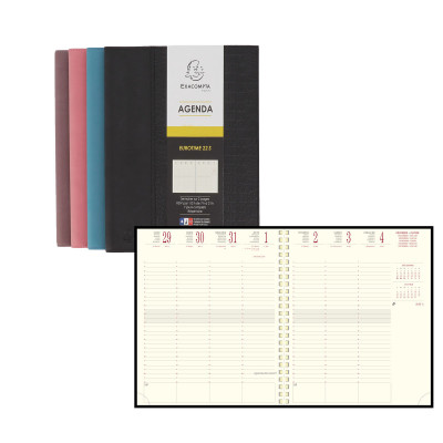 DESTOCKAGE-Agenda EXACOMPTA Eurotime 22S Baby Croco - 225x185mm - 1 semaine sur 2 pages - spirale (COLORIS ALEATOIRES)