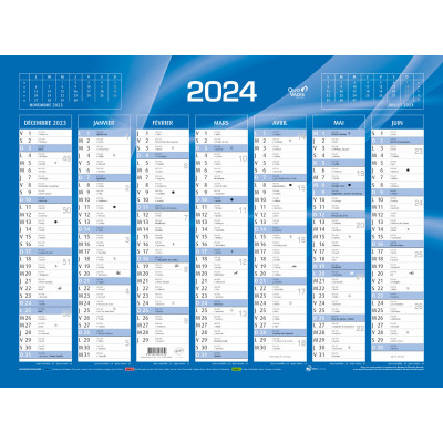 QUO VADIS - 1 Calendrier de Banque Bleu - Année 2024-55x40,5 cm carton  rigide : : Fournitures de bureau