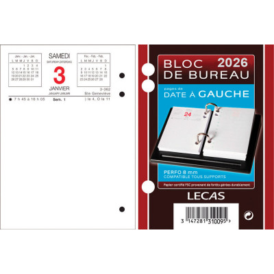 Bloc éphéméride LECAS Date à gauche - Rendez-vous à droite